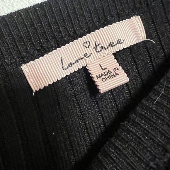 LOVE Tree women’s oversized slouchy sweater dress, ripped black, V neck SZ L - Picture 5 of 10